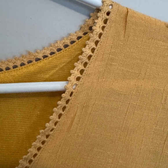 Umgee Women’s Mustard Yellow Mini XL Dress Bell Sleeve Vneck Boho Cottagcore - Picture 4 of 9